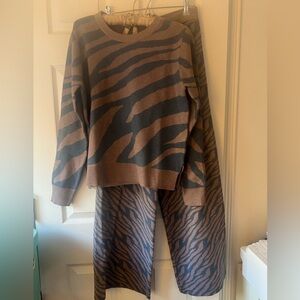 NWT Anthropologie Zebra pattern sweater set